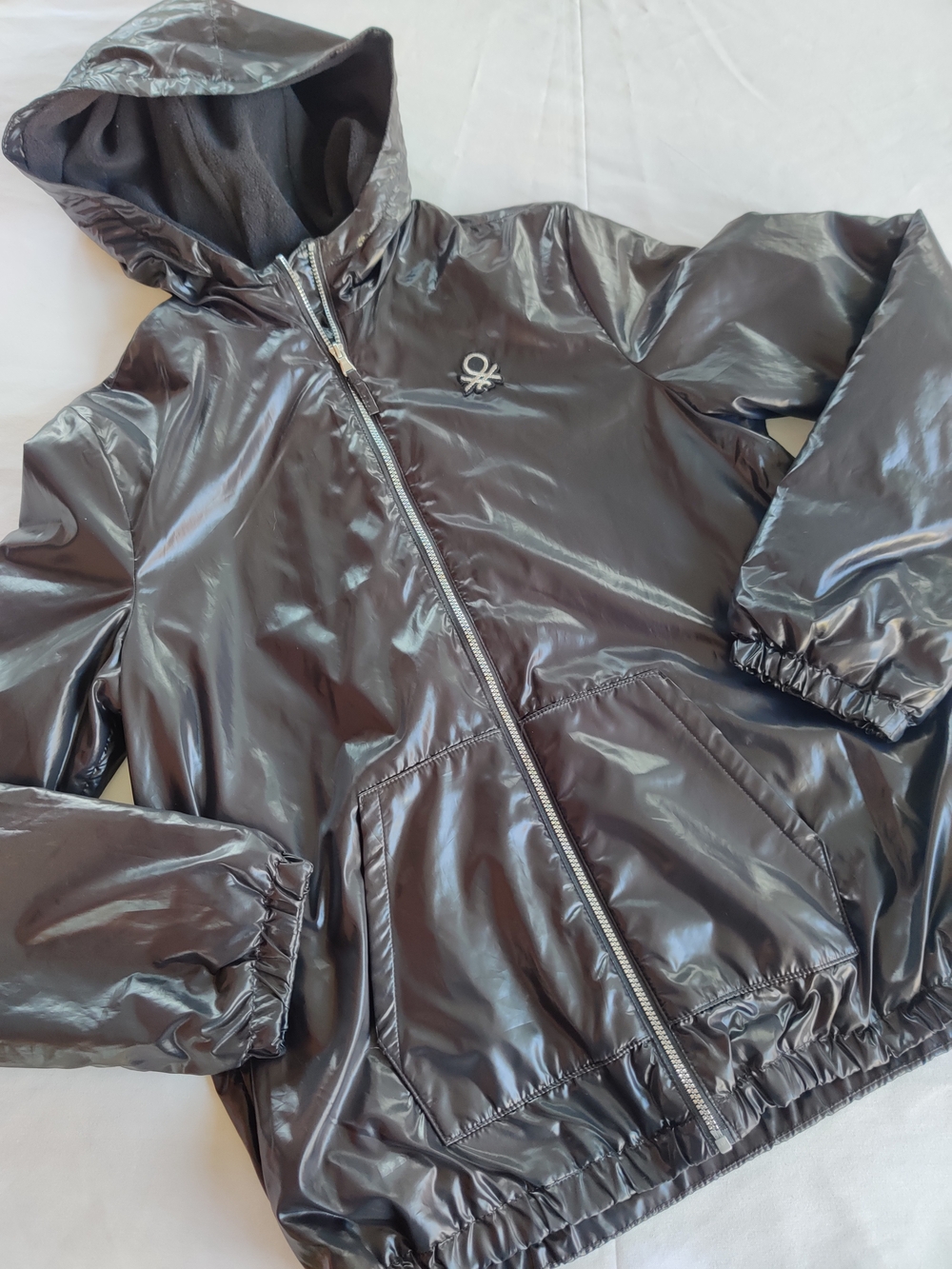 Youth Shiny Hooded Puffer Jacket - Black